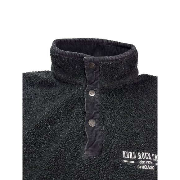 Hard Rock Cafe Chicago Mens Black Fleece Pullover Sweatshirt Size X-Large Snaps - Picture 4 of 7